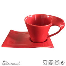 Keramische rote 11oz Tasse mit Tablett